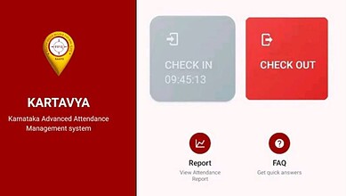 A detailed screenshot of the Kartavya Karnataka Advanced Attendance Management System interface showing c.
