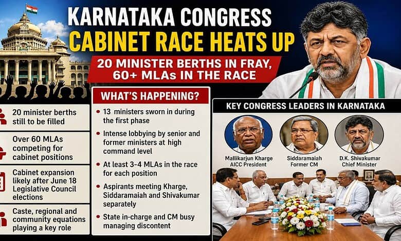 Race for 20 cabinet berths intensifies in Karnataka Congress