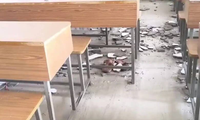 Ceiling plaster collapses on students in Kalaburagi college