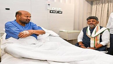 MLA Iqbal Hussain hospitalised; Shivakumar visits hospital