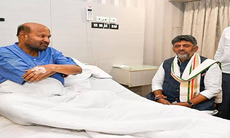 MLA Iqbal Hussain hospitalised; Shivakumar visits hospital