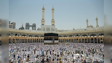 Pilgrims gather in prayer at Masjid al-Haram, the holiest mosque in Islam, during Hajj pilgrimage in Mecc.