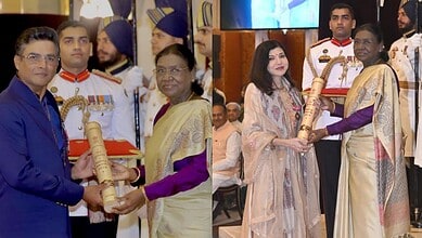 Official award ceremony with dignitaries and military personnel at The Siasat Daily event.