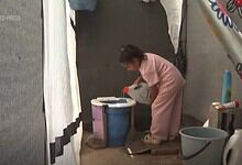 Makeshift toilets in Gaza tents (Image: AP)