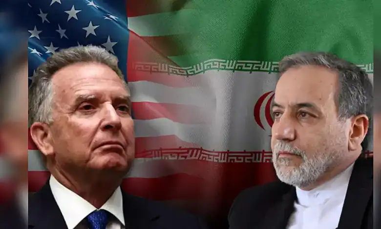 US envoy Steve Witkoff and Iranian Foreign Minister Abbas Araghchi pictured against the US and Iranian flags.