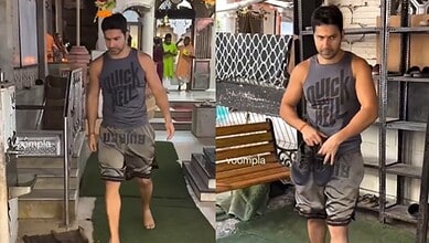 Varun Dhawan during his temple visit