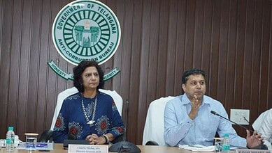 Telangana Anti-Corruption Bureau Director General Charu Sinha conducts review meeting