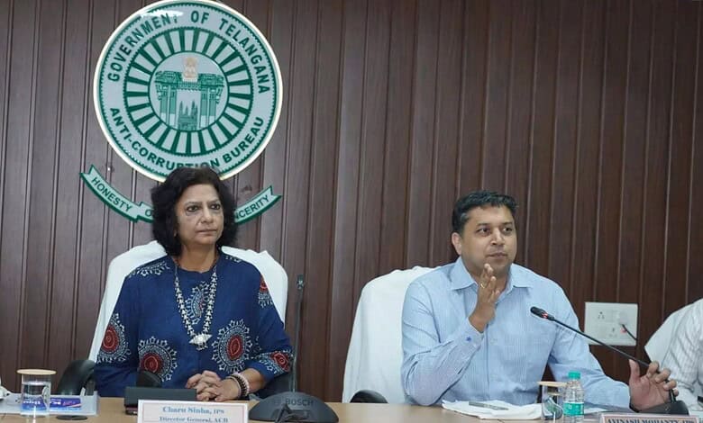 Telangana Anti-Corruption Bureau Director General Charu Sinha conducts review meeting