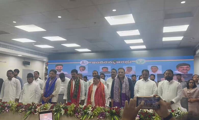 MLAs participate in Vande Mataram at the Secretariat housing event in Hyderabad.