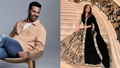 Akshay Kumar and Sridevi in elegant traditional attire for a special event.