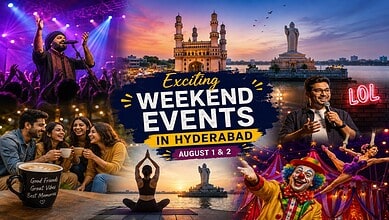Vibrant Hyderabad weekend events poster with music, cultural performances, and celebrations.