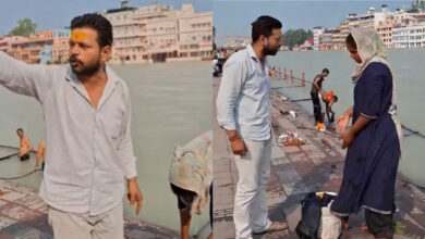 Haridwar Hindutva worker harasses woman washing her clothes in Ganga