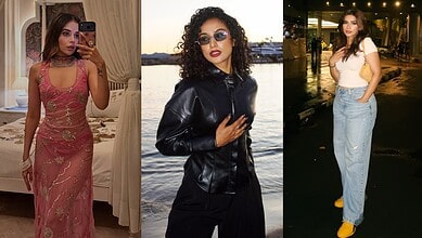 Three beauty influencers posing in different settings showcasing their style and confidence.