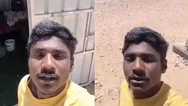 Young man in yellow shirt speaking in a viral video about stranded youth in Saudi Arabia.