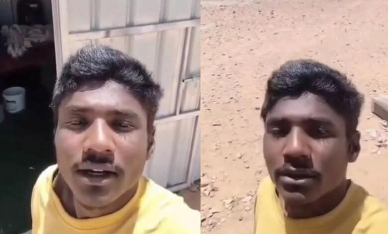 Young man in yellow shirt speaking in a viral video about stranded youth in Saudi Arabia.
