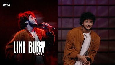 Hyderabad rapper KNSS performs 'Call nakko karo' at Legacy event, vibrant stage lighting.