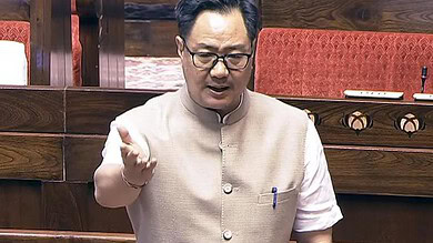 Rijiju speaking passionately during a debate on NEET, opposition appears to be avoiding the topic.