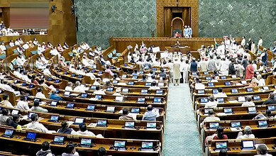 Lok Sabha session disrupted amid opposition protests, second adjournment called.