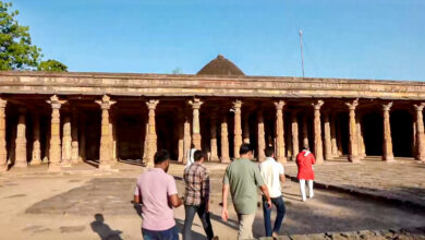 People visit the Bhojshala complex following the Madhya Pradesh High Court verdict declaring the site a Hindu temple dedicated to Goddess Vagdevi