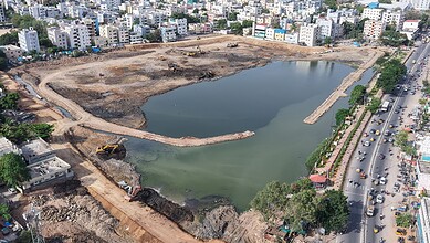 HYDRAA protects public utility land in Chengicherla and removes encroachments from Ramanthapur Pedda Cheruvu on Tuesday, July 14, 2026.