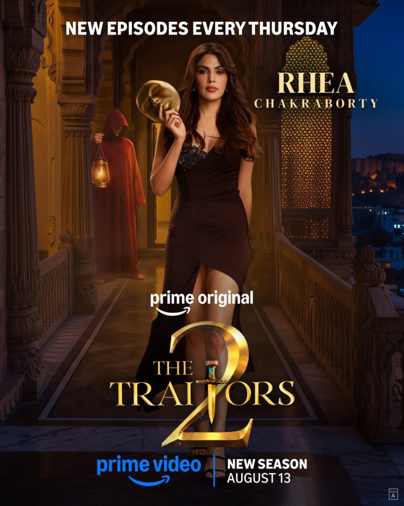 Rhea Chakraborty in traditional attire for The Traitors 2 promotional poster.