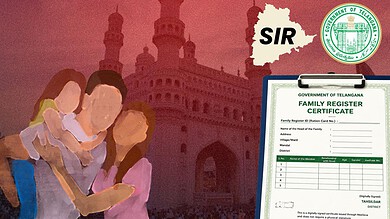 Telangana Family Register Certificate with Hyderabad landmark in background, illustrating official family.