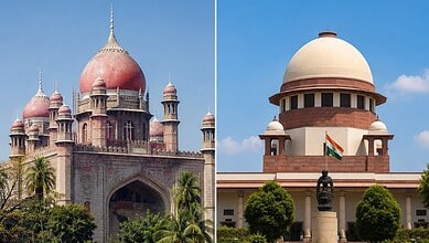 Historical Indian monuments with domes and lush greenery under a clear blue sky.