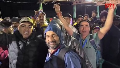 Pilgrims at the start of Amarnath Yatra
