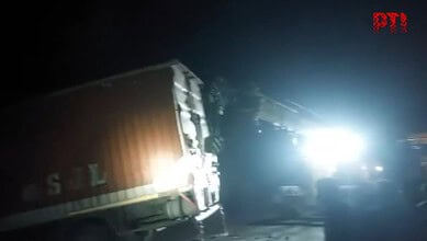 Truck rams bus in UP