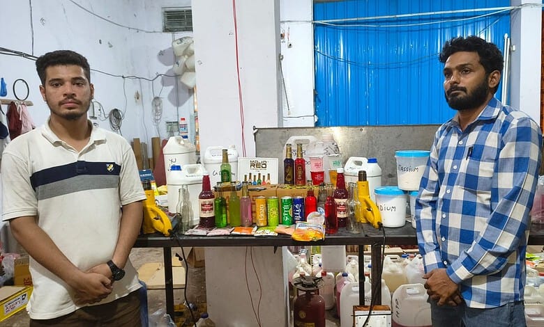 Restaurant staff with adulterated food items in Hyderabad