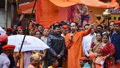 Uddhav Thackeray addresses a crowd during Ram Raksha agitation event.