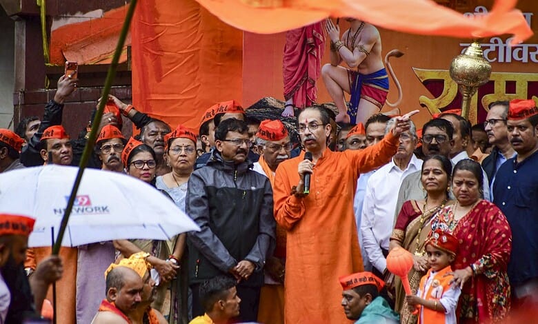 Uddhav Thackeray addresses a crowd during Ram Raksha agitation event.