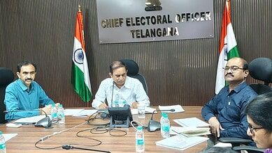 Chief Electoral Officer Telangana meeting with officials at the office.