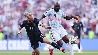 US and Belgium players during the match