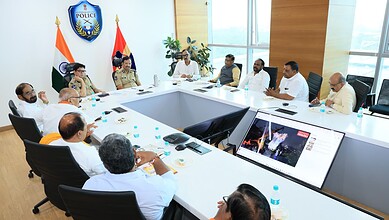 Hyderabad Police Commissioner VC Sjjanar with Ganesh Utsav Samithi members