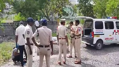 Hayatnagar police at the murder spot in Hyderabad