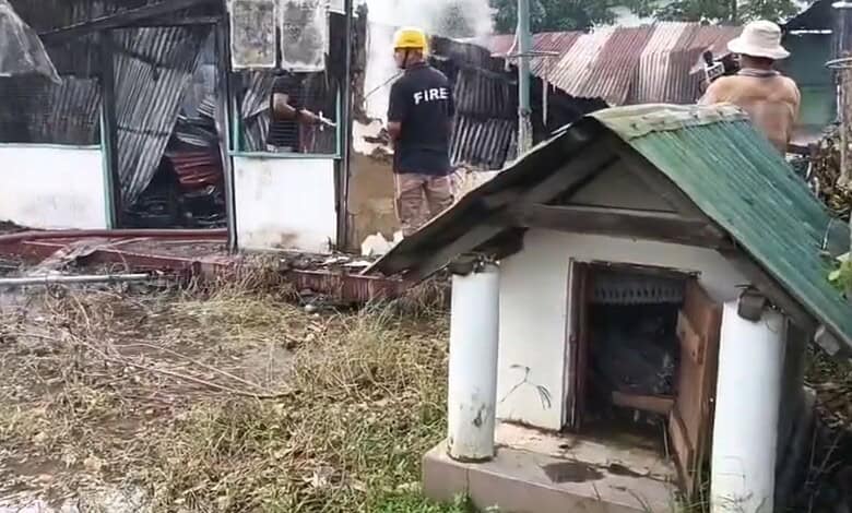 A firefighter in action amid violence in Manipur