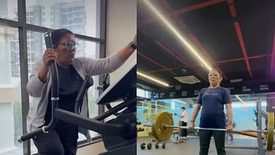 61-year-old Pune woman exercises at the gym