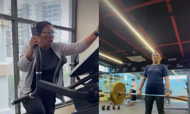 61-year-old Pune woman exercises at the gym