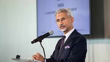 S Jaishankar addressess a meeting at the UNSC