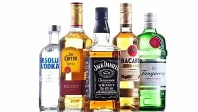 Liquor bottles used for representational purposes