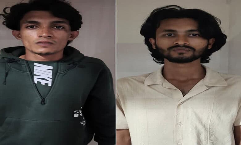 Two young men with dark hair and beards, one in a green hoodie and the other in a beige shirt.
