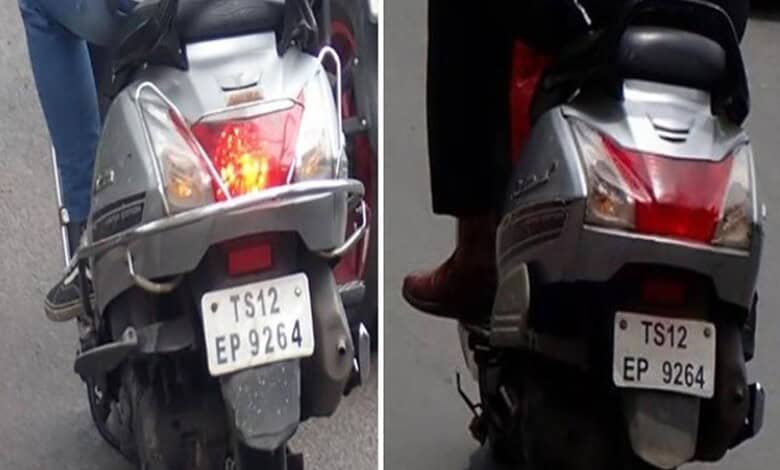 Fake number plate used on a vehicle in Hyderabad