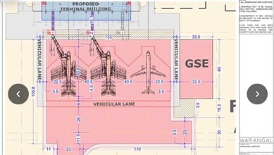 The image shows the proposed design for Warangal Airport at Mamnoor.