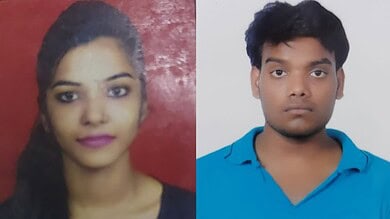 Photograph of a woman and a man side by side, both with serious expressions.