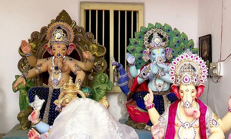 Early arrival of POP Ganesh idols in Bengaluru markets for Ganesh Chaturthi celebrations.