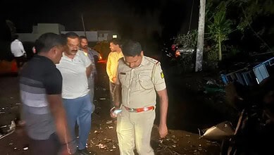 Massive blast destroys SUV outside wine shop in Hipparagi