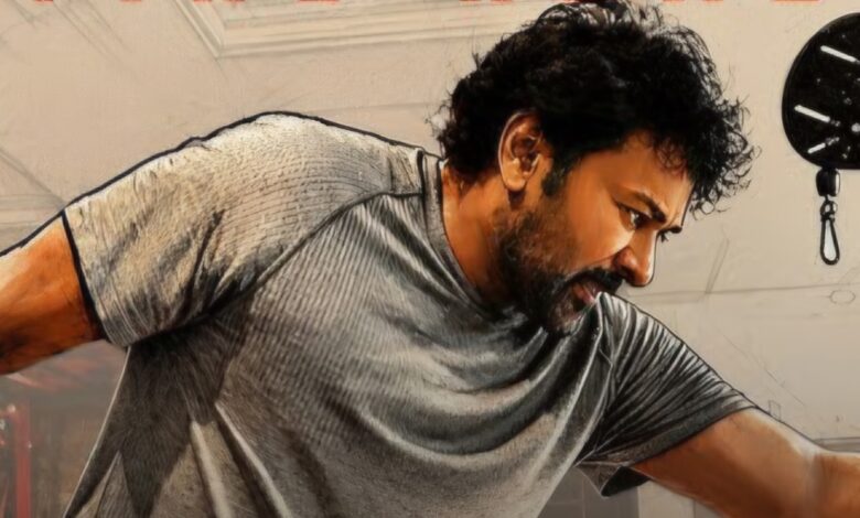 Chiranjeevi on set during the filming of a major action sequence in Mega158.