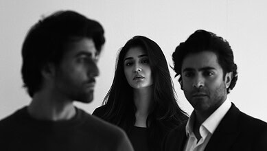 Durefishan and Sheheryar pose for a promotional photo for Dar-e-Nijat.