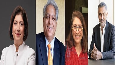 Four Indian Americans recognized on Carnegie's Great Immigrants list, smiling for the camera.